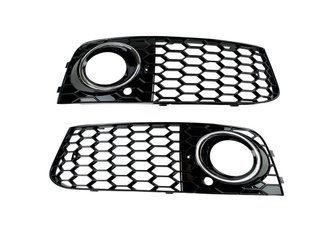 Комплект передніх решіток для Audi A4 B8 2009-2012 8K0807681 8K0807682, чорний глянець з хром вставками, стиль RS 2995729038 фото
