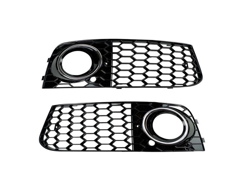 Комплект передніх решіток для Audi A4 B8 2009-2012 8K0807681 8K0807682, чорний глянець з хром вставками, стиль RS 2995729038 фото