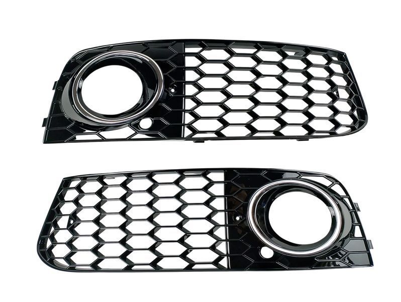 Комплект передніх решіток для Audi A4 B8 2009-2012 8K0807681 8K0807682, чорний глянець з хром вставками, стиль RS 2995729038 фото