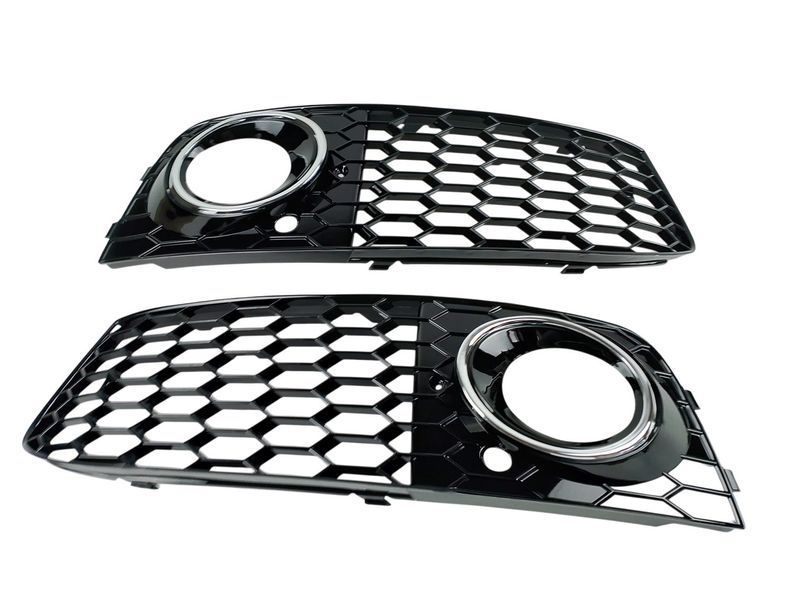 Комплект передніх решіток для Audi A4 B8 2009-2012 8K0807681 8K0807682, чорний глянець з хром вставками, стиль RS 2995729038 фото