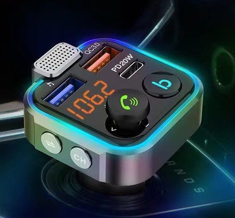 FM-трансмиттер BT23 Bluetooth 5.0 / MegaBass / QC 3.0 / RGB Black FM модулятор 2560616897 фото